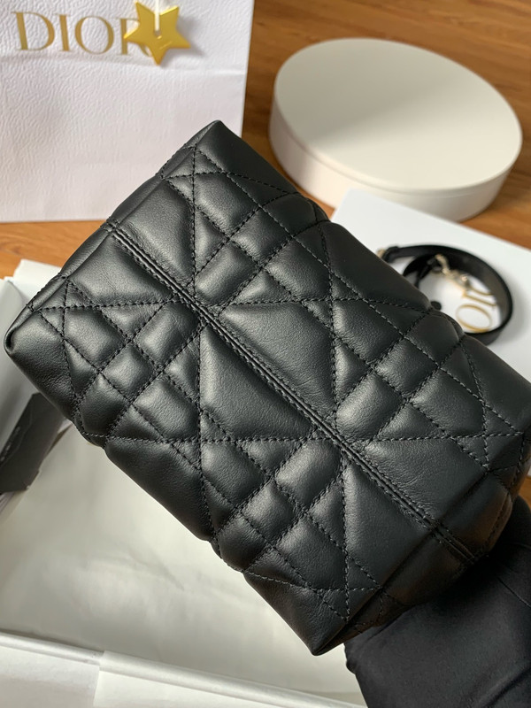 Christian Dior Medium Dior Toujours Vertical Tote Bag Black Macrocannage Crinkled Calfskin