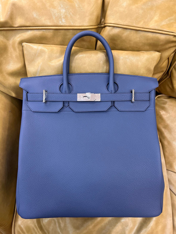 Hermes Birkin 40 HAC R2 Blue Agate Clemence Leather Palladium Hardware