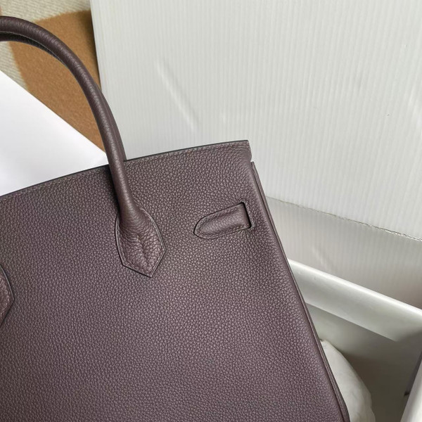 Hermes Special Order Retourne Chocolate/ Pink Sakura Birkin 30 cm Togo Palladium Hardware