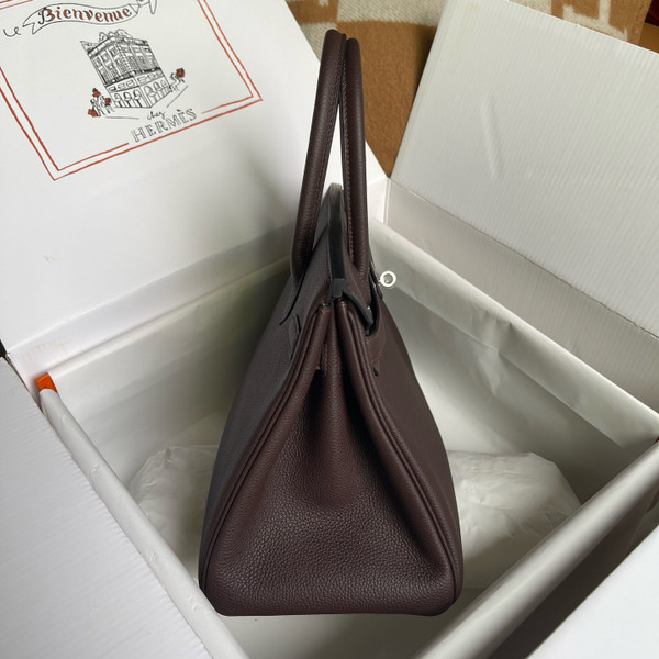 Hermes Special Order Retourne Chocolate/ Pink Sakura Birkin 30 cm Togo Palladium Hardware