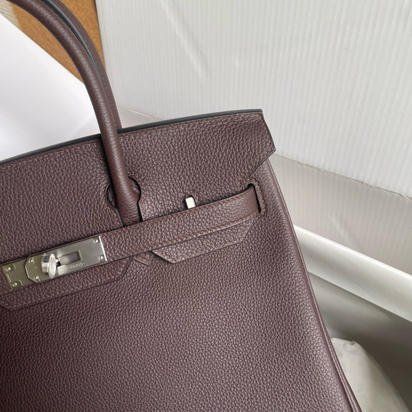 Hermes Special Order Retourne Chocolate/ Pink Sakura Birkin 30 cm Togo Palladium Hardware