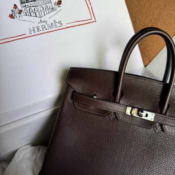 Hermes Ebony Birkin 25 cm Togo Palladium Hardware