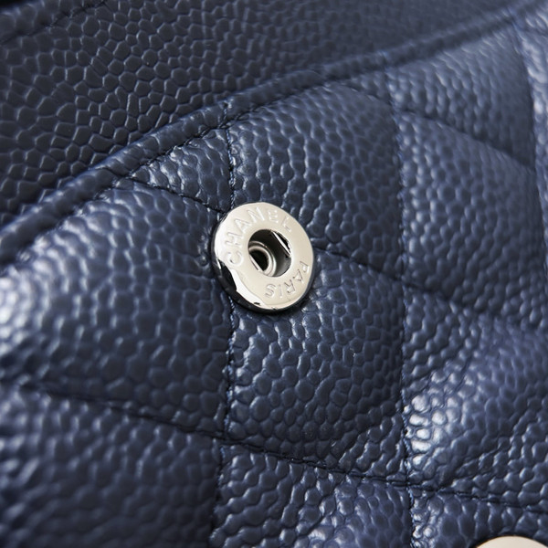 CHANEL Royal Blue Calf Leather Classic Double Flap 2.55 Shoulder Bag SHW