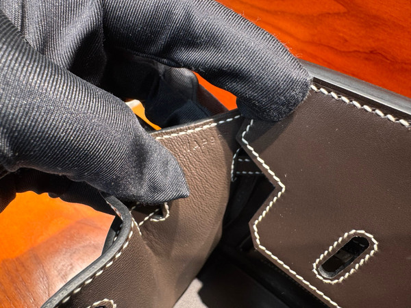Hermes Birkin 25  Ebene Box Leather Palladium Hardware