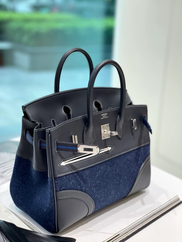 Hermès Go Team Birkin  25 cm Cabane/Bleu France/Bleu Nuit New White Swift/Feutre - A Rare Masterpiece of Athletic Elegance