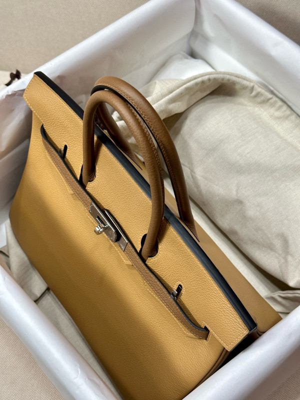 Hermès Special Order Horseshoe Birkin 35 cm Biscuit/Chestnut/Etoupe Togo Leather Palladium Hardware