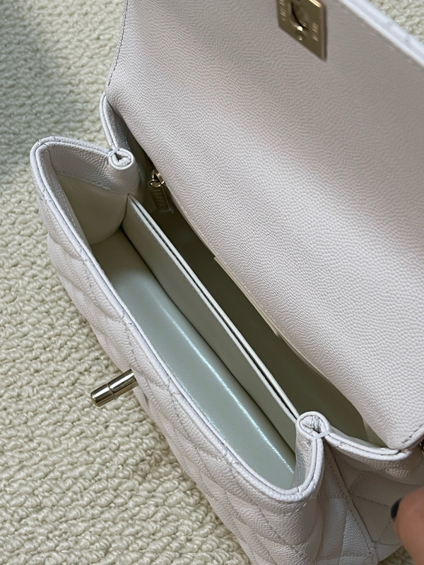 Chanel Mini Coco Handle Bag with Calfskin Handle White