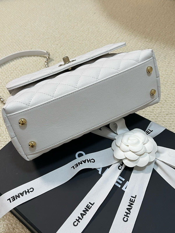 Chanel Mini Coco Handle Bag with Calfskin Handle White