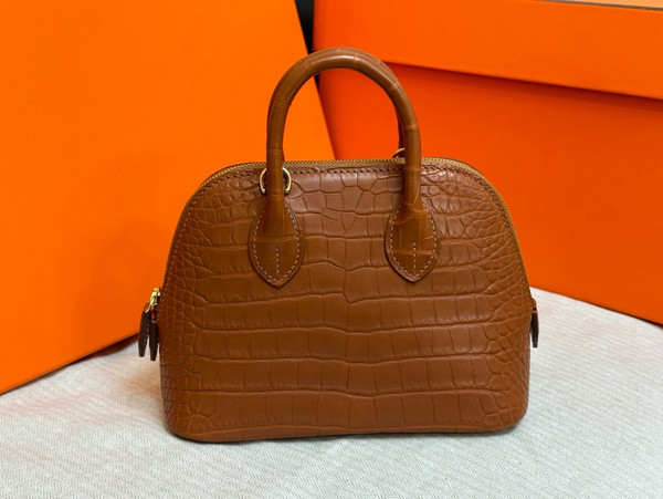 Hermès Gold Matte Alligator Mini 1923 Bolide Gold Hardware