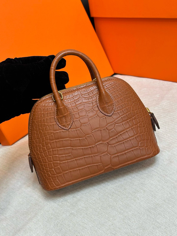 Hermès Gold Matte Alligator Mini 1923 Bolide Gold Hardware