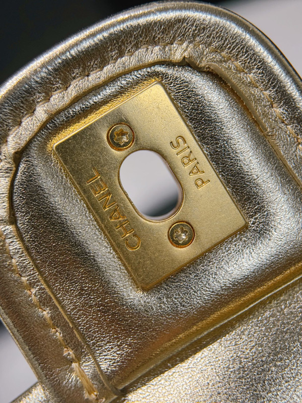 CHANEL SPRING-SUMMER 2025   MINI FLAP BAG   Metallized Braided Calfskin & Gold-Tone Metal  Gold