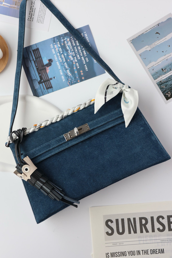 Hermès Kelly Elan Blue Doblis Palladium Hardware