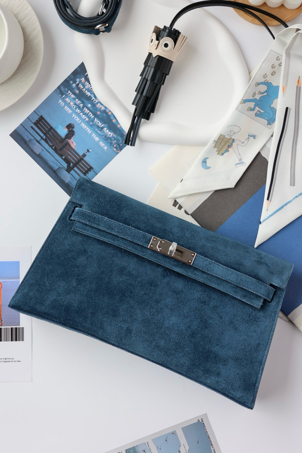 Hermès Kelly Elan Blue Doblis Palladium Hardware