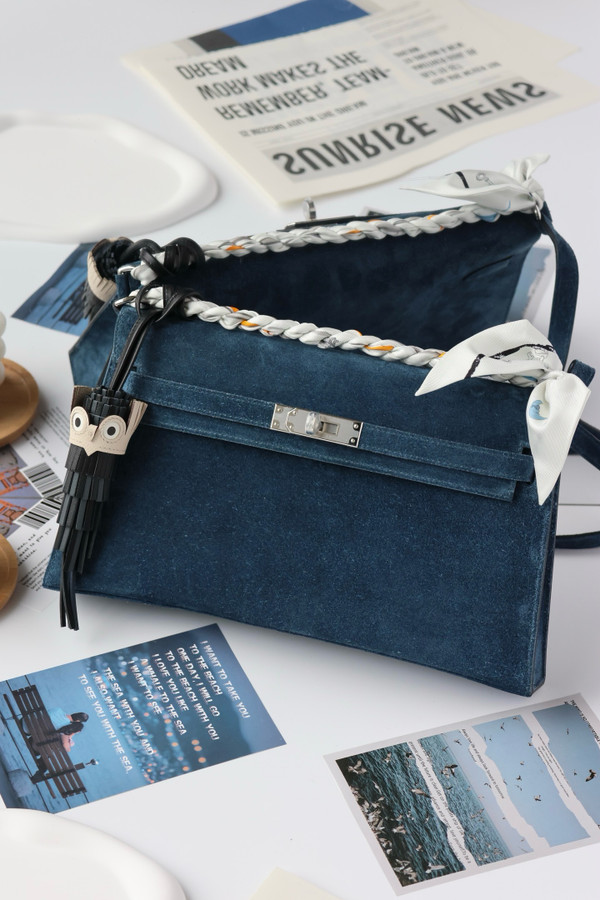 Hermès Kelly Elan Blue Doblis Palladium Hardware