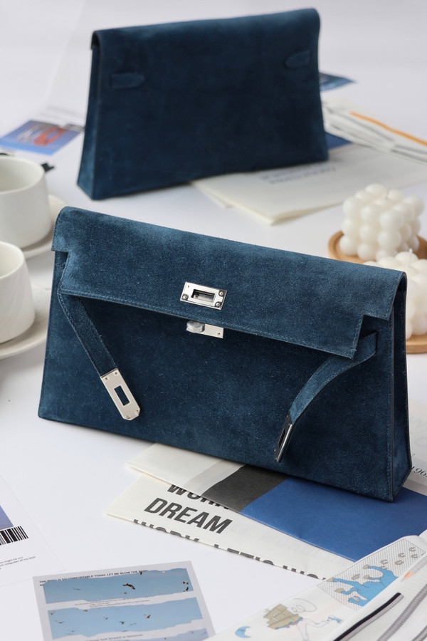 Hermès Kelly Elan Blue Doblis Palladium Hardware