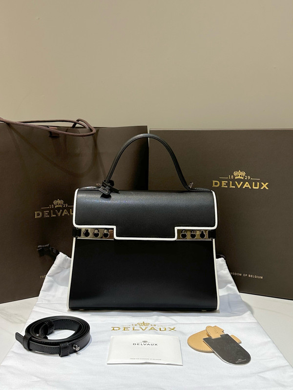 Delvaux Tempête MM Illusion Black & Ivory Box Calf