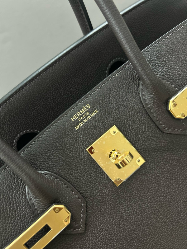 Hermès Limited Edition Black Evergrain Anate Sellier Birkin 35 Gold Hardware,