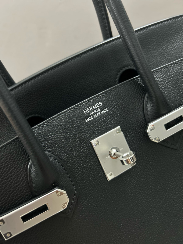 Hermès Limited Edition Black Evergrain Anate Sellier Birkin 35 Palladium Hardware,