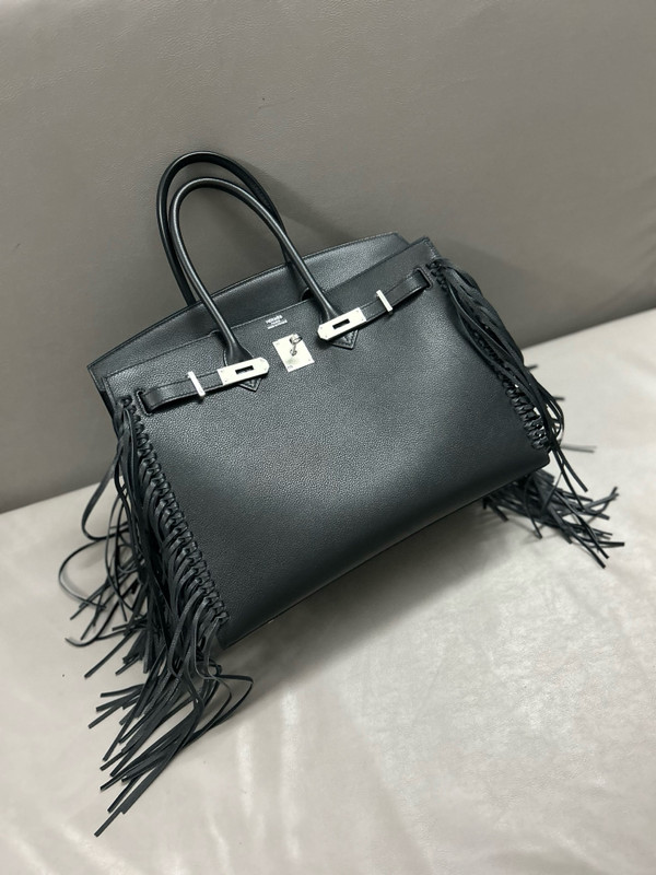 Hermès Limited Edition Black Evergrain Anate Sellier Birkin 35 Palladium Hardware,