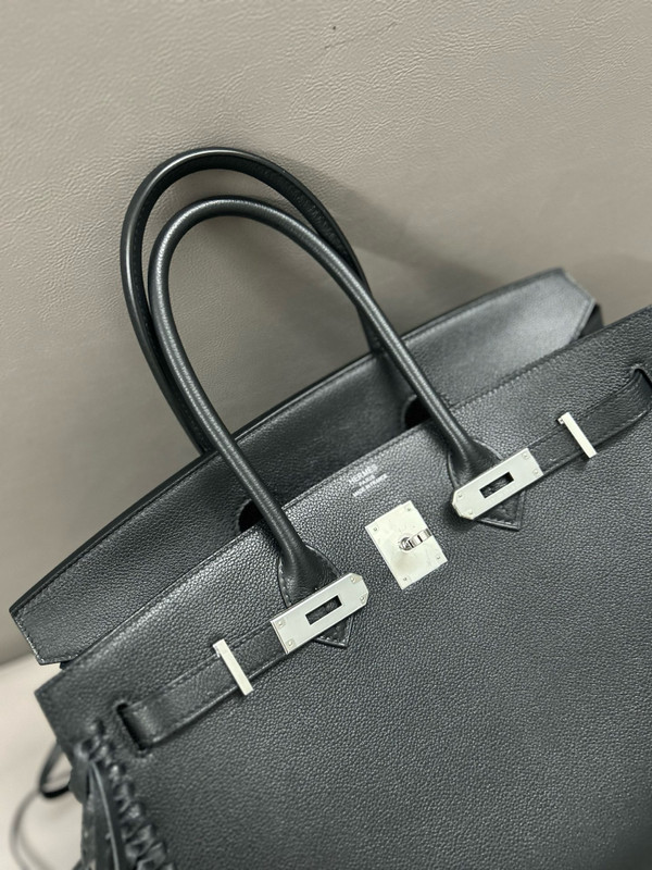 Hermès Limited Edition Black Evergrain Anate Sellier Birkin 35 Palladium Hardware,