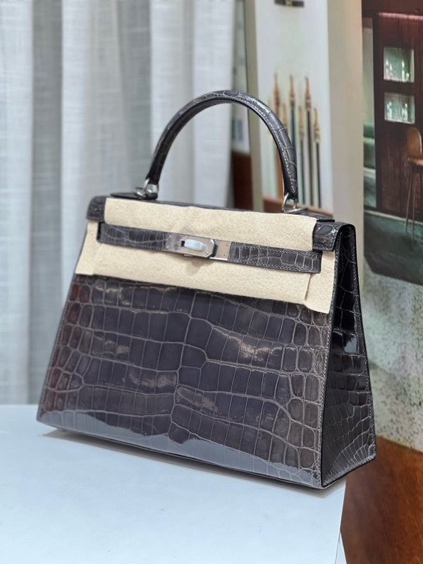 Hermes Graphite Kelly 28 Crocodile Niloticus 28