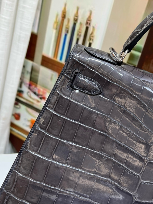 Hermes Graphite Kelly 28 Crocodile Niloticus 28