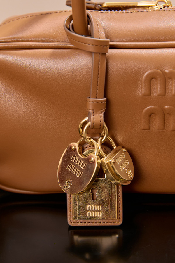 Miu Miu Beau leather bag Cognac