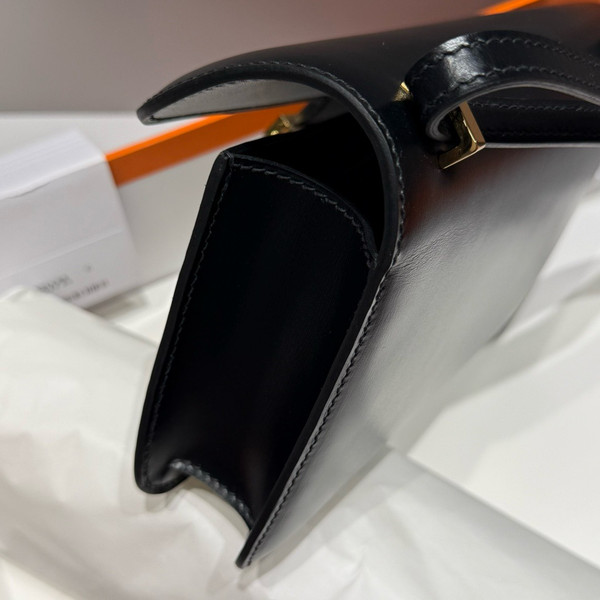 Hermès Constance Elan handbag in Black Box Leather with Gold Hardware