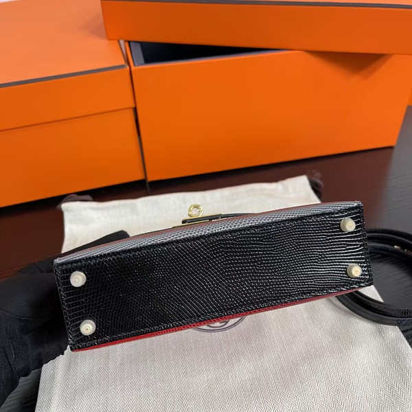 Hermes Special Order Horseshoe Mini Kelly II 20 Ombré Lizard Gold Hardware