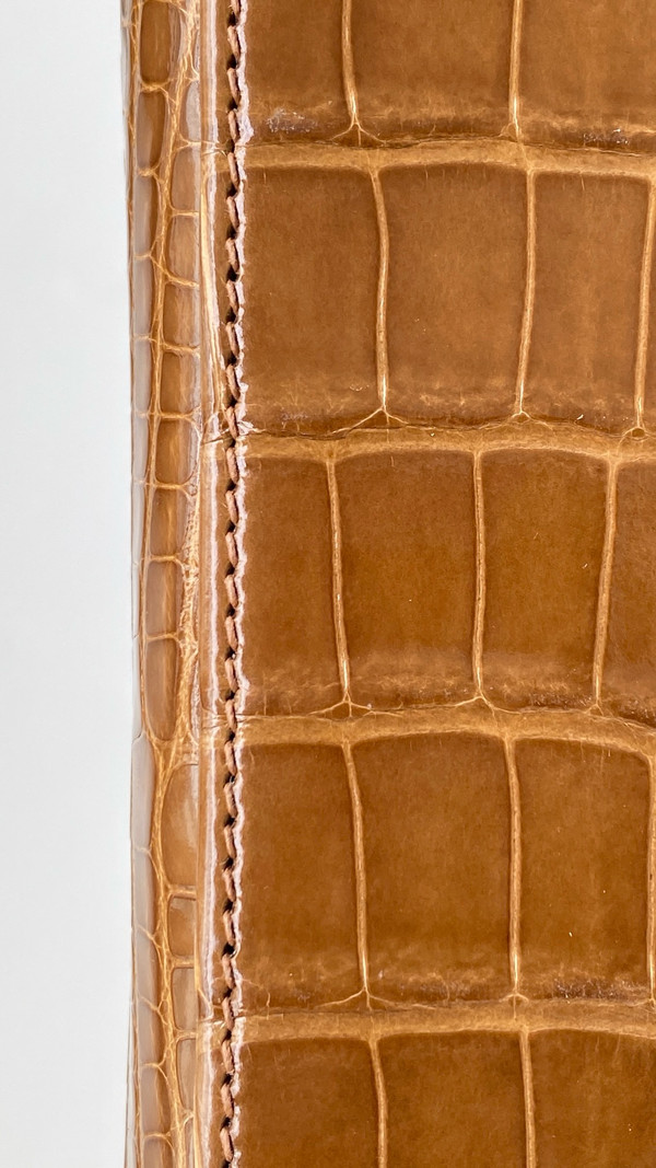 Hermès Kelly Pochette 17 Ficelle Shiny Alligator Gold Hardware