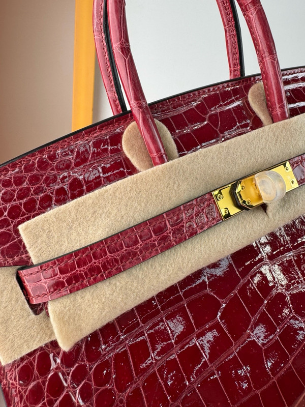 Hermès Sellier Birkin 25 Bordeaux Shiny Crocodile Niloticus Gold Hardware
