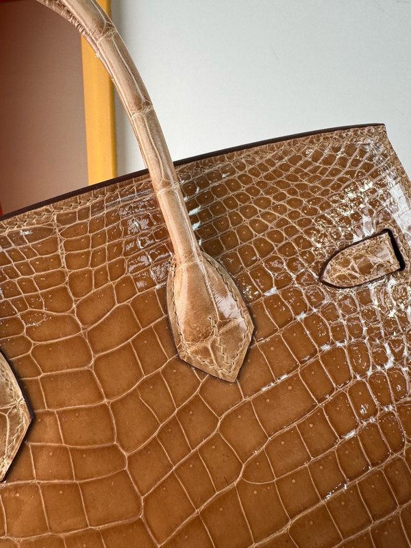 Hermès Sellier Birkin 25 Gold Shiny Crocodile Niloticus Gold Hardware