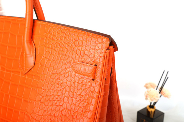 Hermès Multipockets Birkin HAC 50 Orange Alligator Gold Hardware