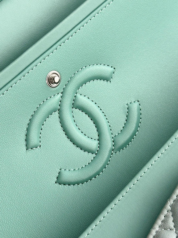 CHANEL CLASSIC 11.12 HANDBAG Green Cloudy Tie and Dye Calfskin With Silver Hardware