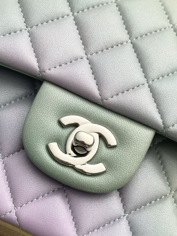 CHANEL CLASSIC 11.12 HANDBAG Green Cloudy Tie and Dye Calfskin With Silver Hardware