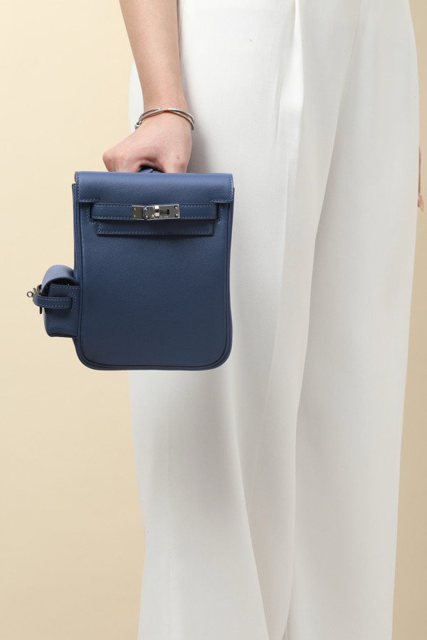 HERMÈS KELLY JUMP BAG 7P Bleu De Prusse SWIFT LEATHER  PALLADIUM HARDWARE