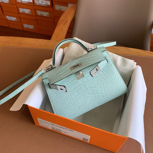 Hermès Kelly 20 Mini II Mint Matte Alligator Palladium Hardware