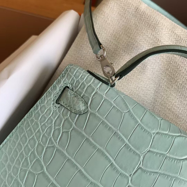 Hermès Kelly 20 Mini II Mint Matte Alligator Palladium Hardware