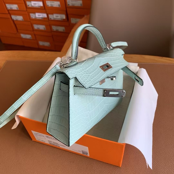 Hermès Kelly 20 Mini II Mint Matte Alligator Palladium Hardware
