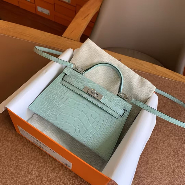 Hermès Kelly 20 Mini II Mint Matte Alligator Palladium Hardware