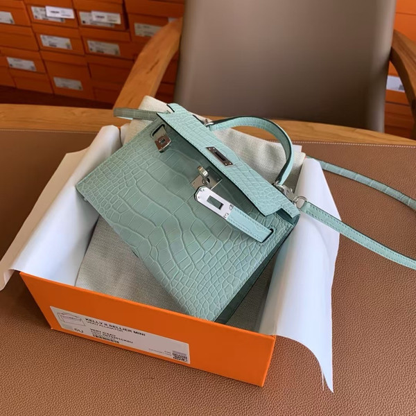 Hermès Kelly 20 Mini II Mint Matte Alligator Palladium Hardware