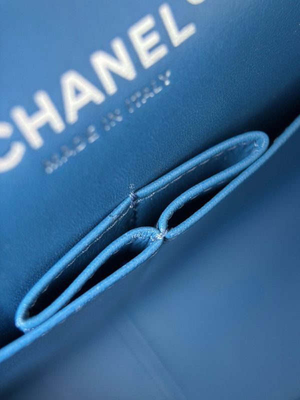 Chanel Large Classic Handbag Lambskin Blue 30 cm