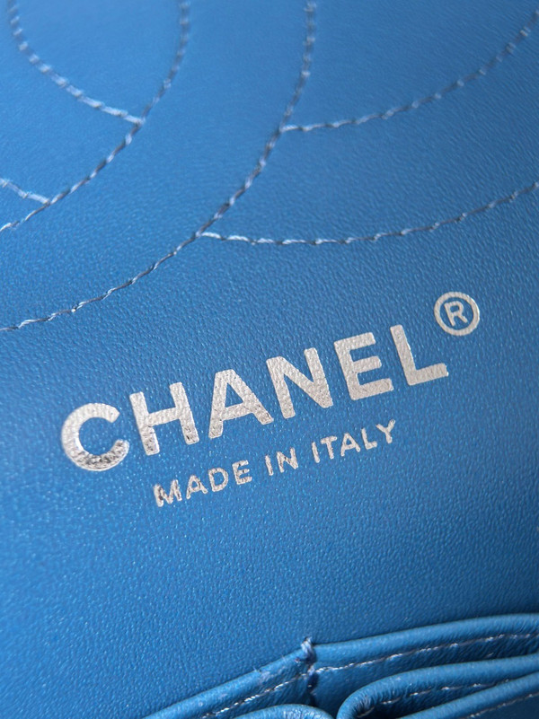 Chanel Large Classic Handbag Lambskin Blue 30 cm