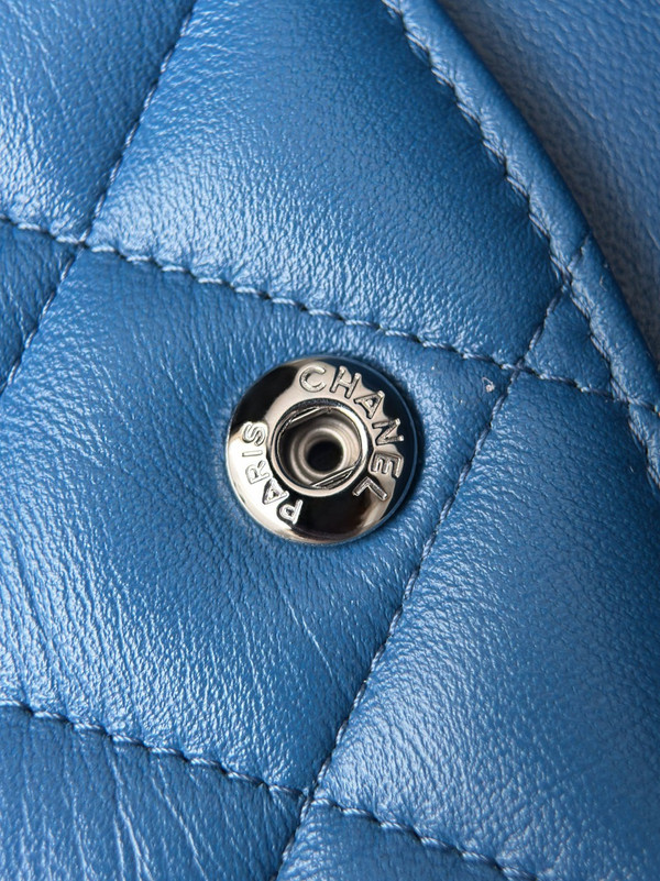 Chanel Large Classic Handbag Lambskin Blue 30 cm