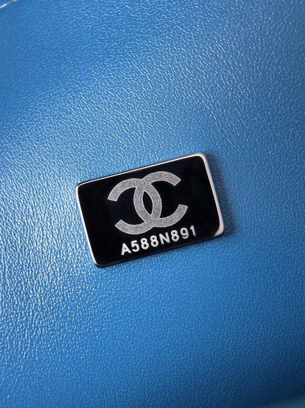 Chanel Large Classic Handbag Lambskin Blue 30 cm
