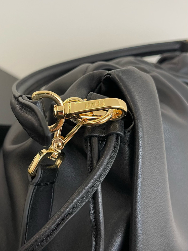 Fendi Mamma Baguette Large  nappa leather bag Black