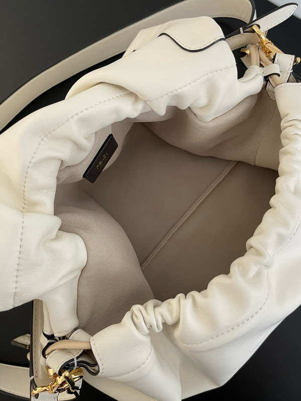 Fendi Mamma Baguette Large  nappa leather bag White