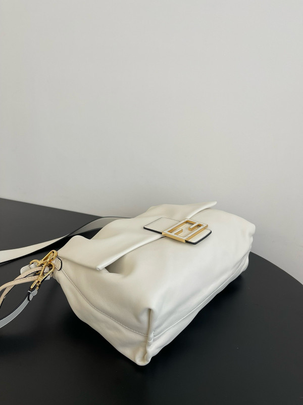Fendi Mamma Baguette Large  nappa leather bag White