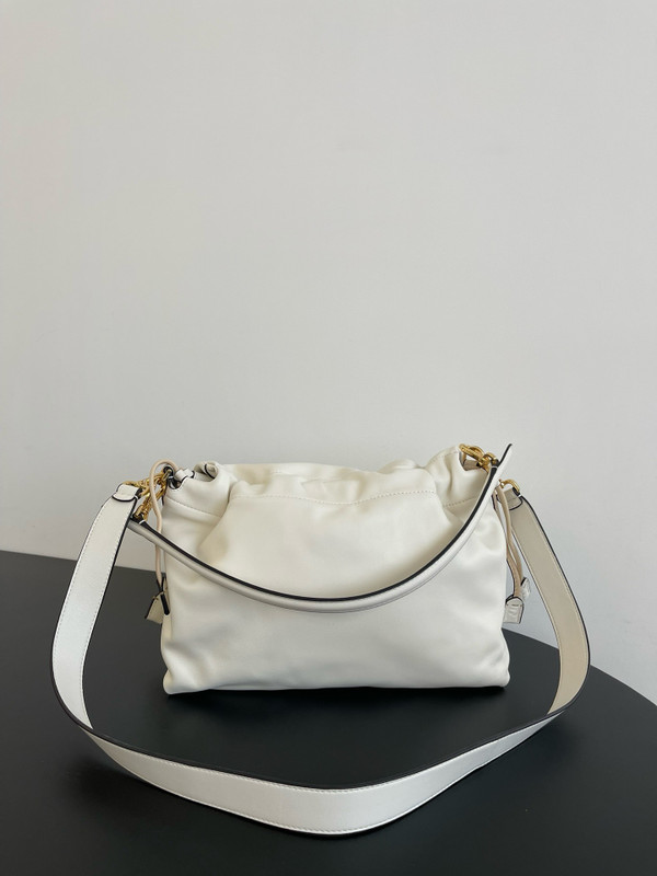Fendi Mamma Baguette Large  nappa leather bag White