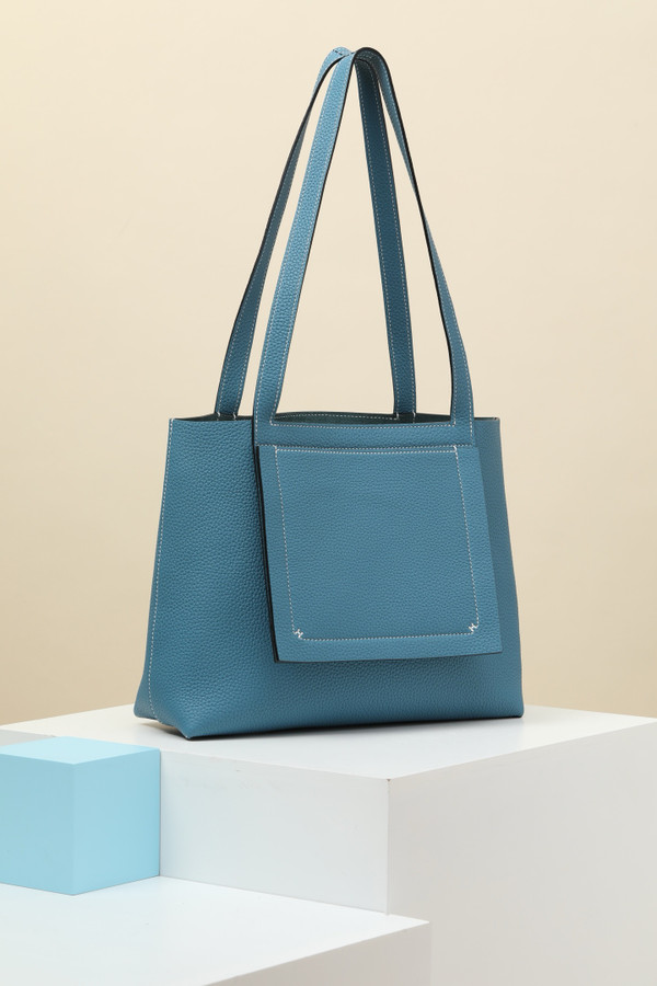 Hermes  Taurillon Clemence Cabasellier 31 New Bleu Jean (D2)